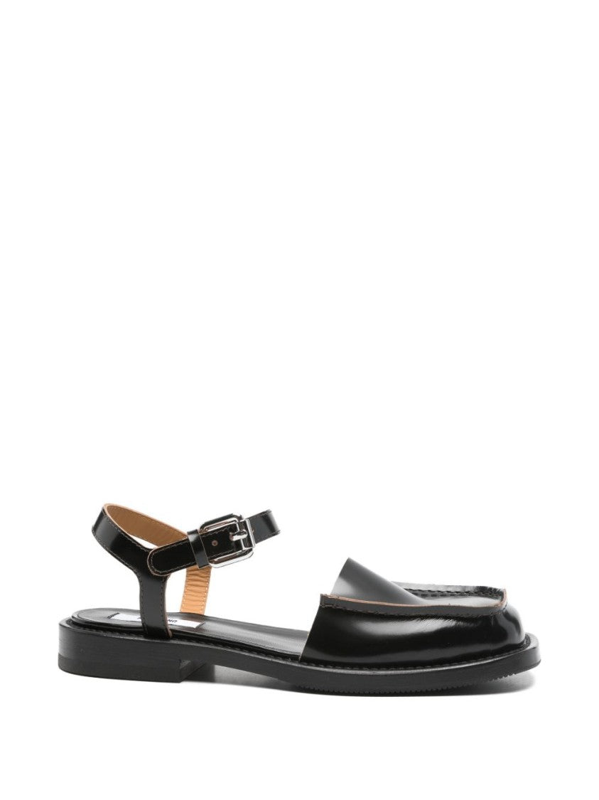 Moschino Black Silk And Nylon Strappy Sandals