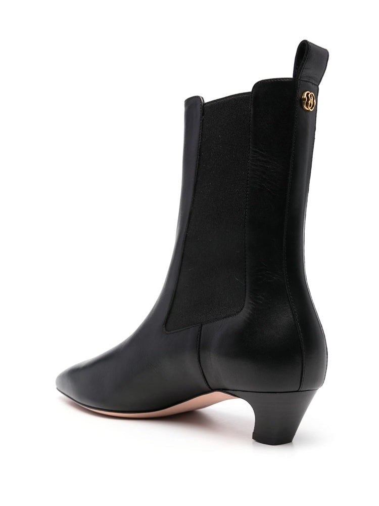 Bally Black Pointed-Toe Slip-On Leather Ankle Boots