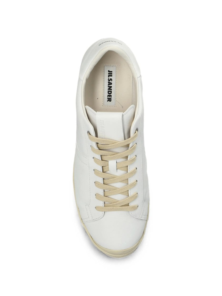Jil Sander White Leather Low-Profile Sneakers