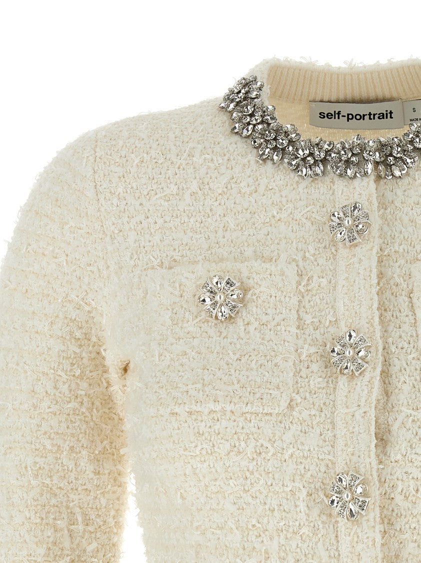 Self-Portrait 'Cream Textured Knit' Cardigan