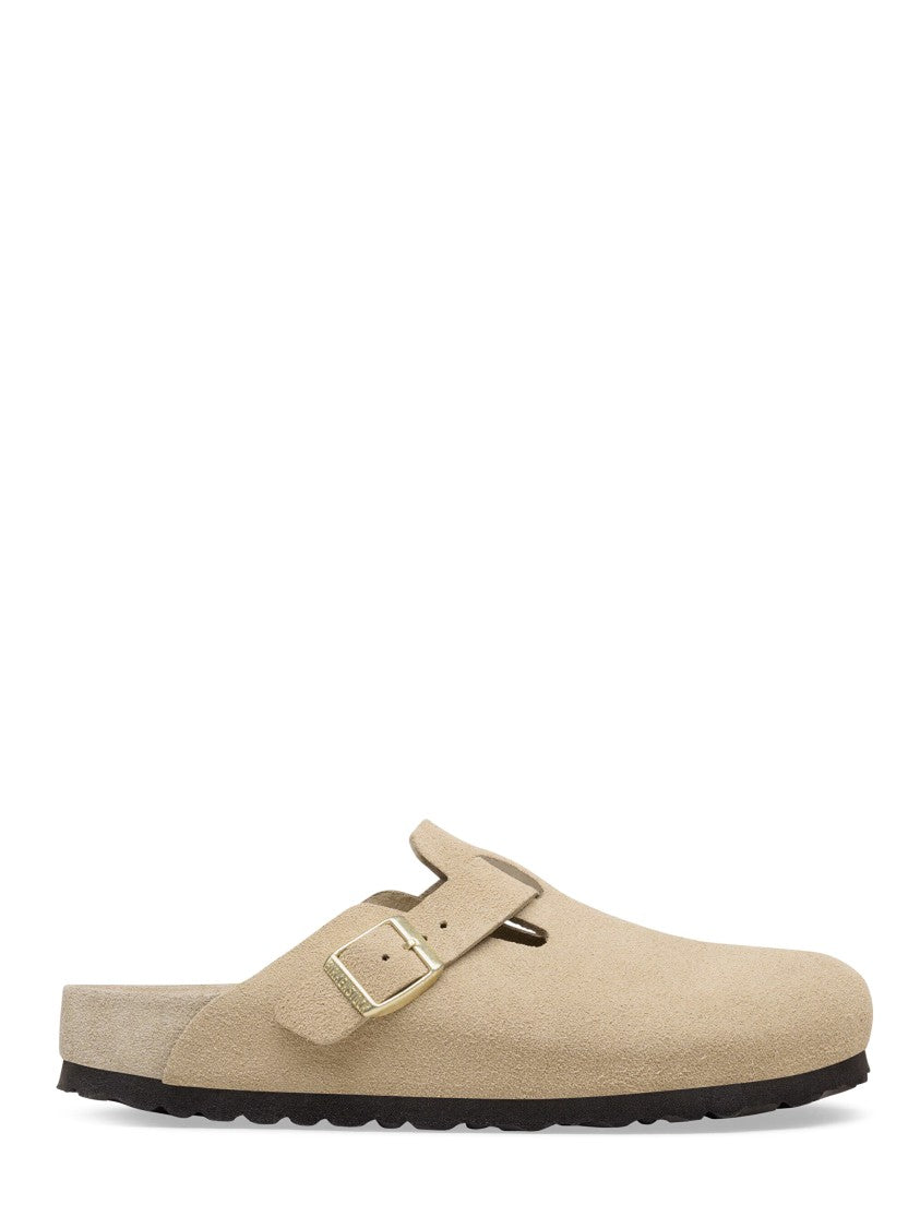 Birkenstock Taupe Boston Exq Suede Leather Clogs