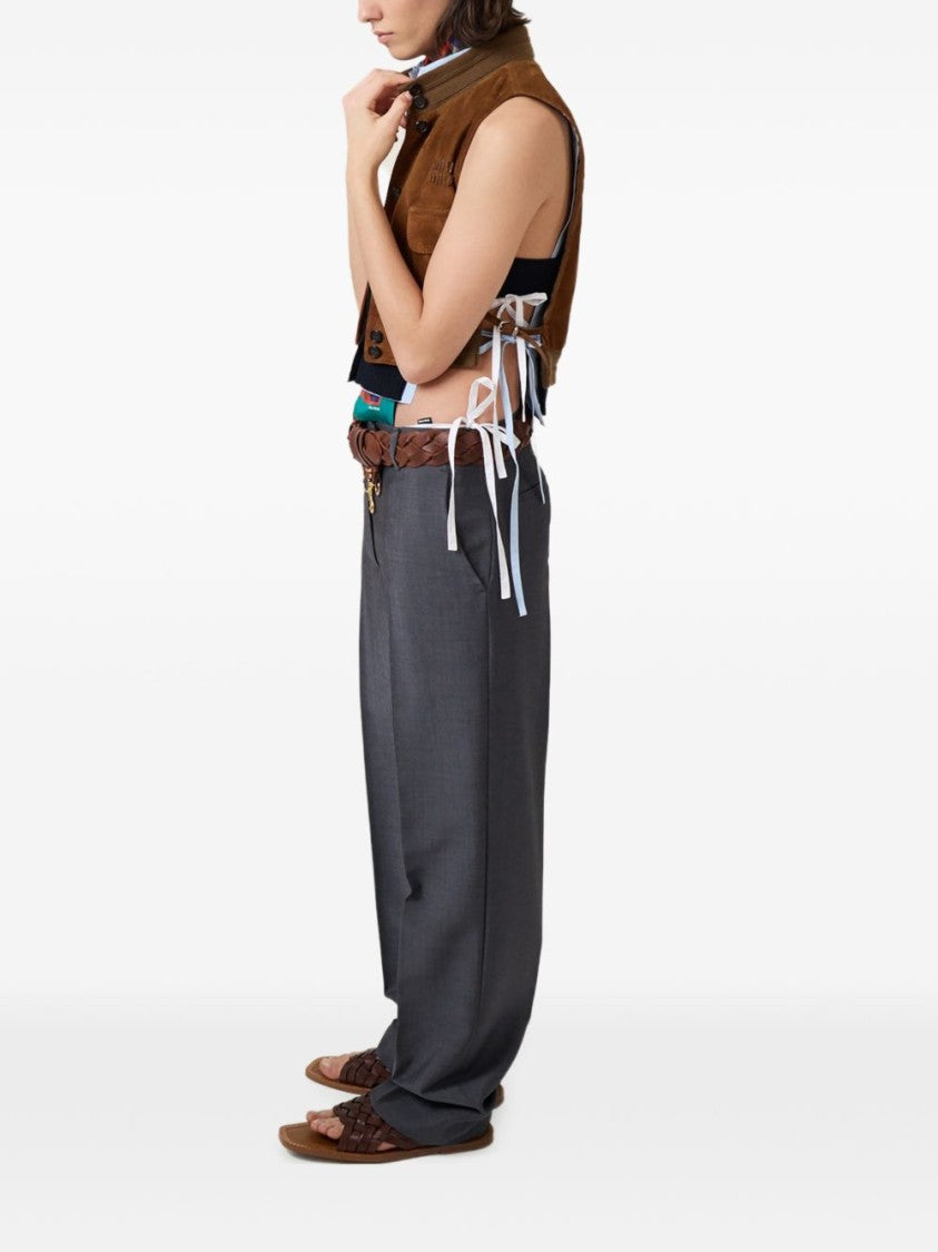 Miu Miu Straight-Leg Tailored Subtle Texture Trousers