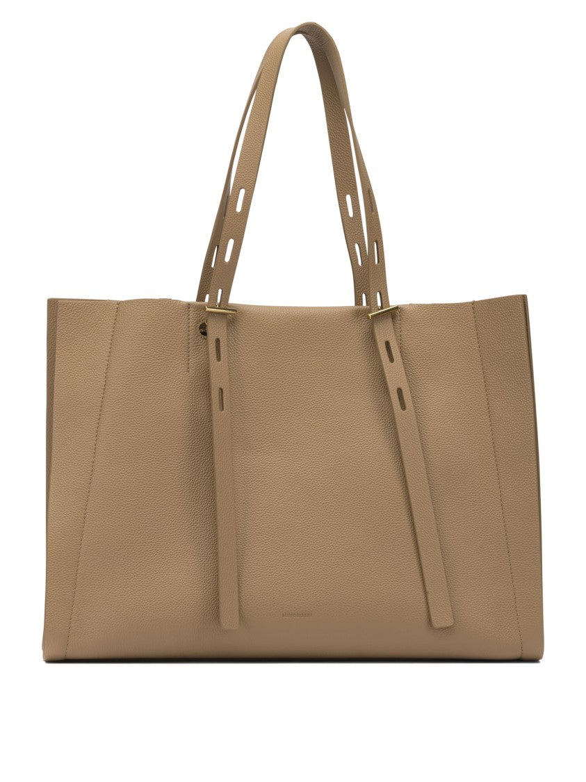 Minobossi Textured Leather Shoulder Bag With Gold-Tone Hardware