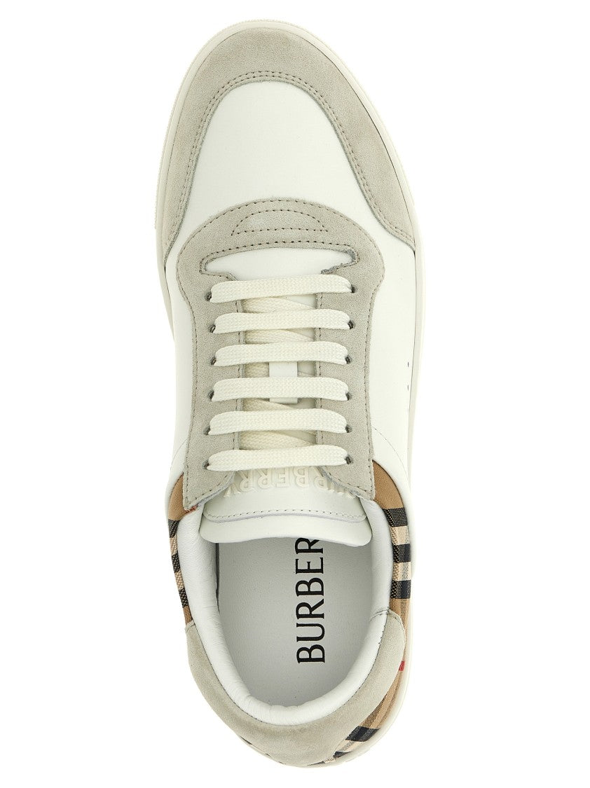 Burberry Check Print Leather And Suede Sneakers
