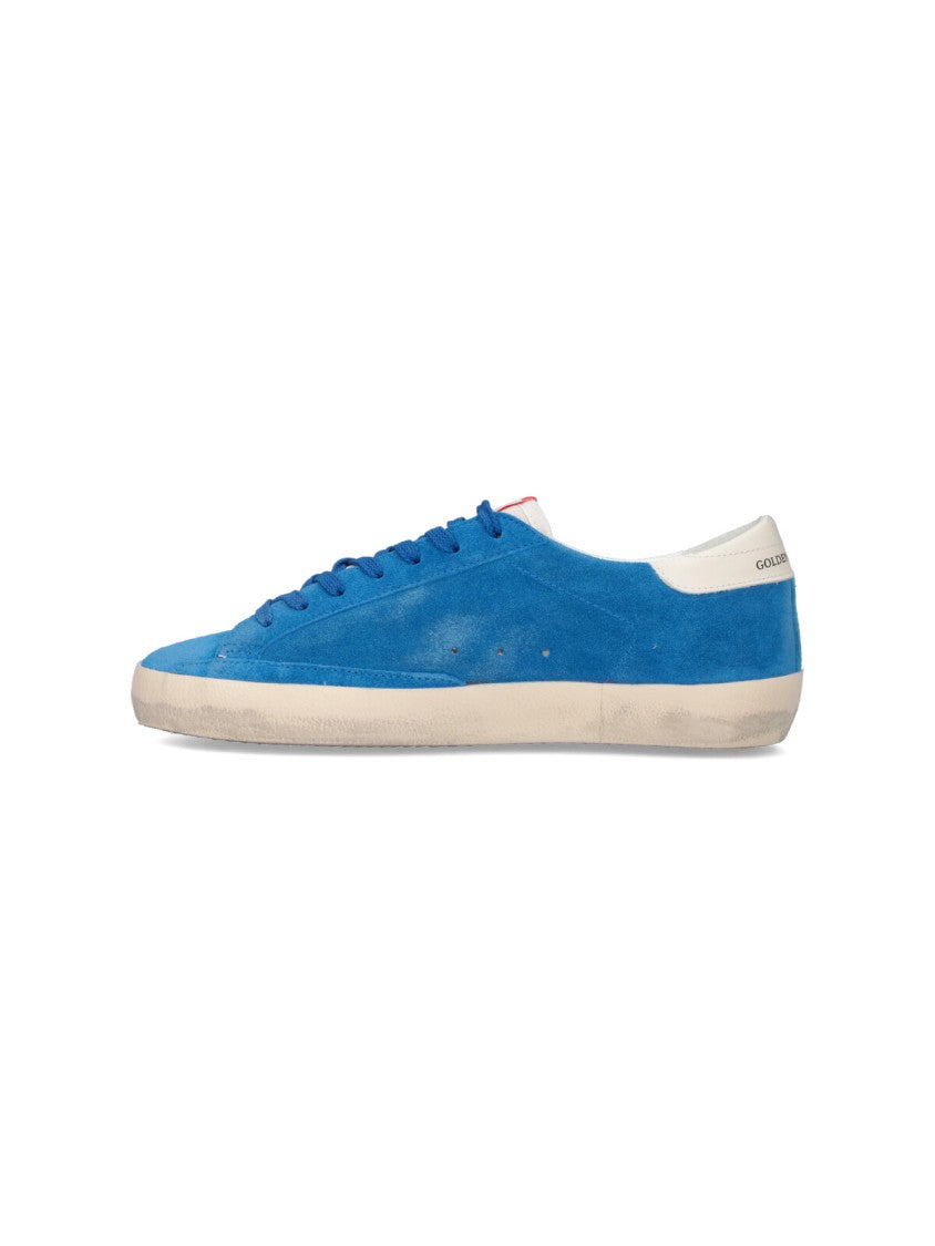 Golden Goose Blue Super-Star Worn Suede Low-Top Sneakers