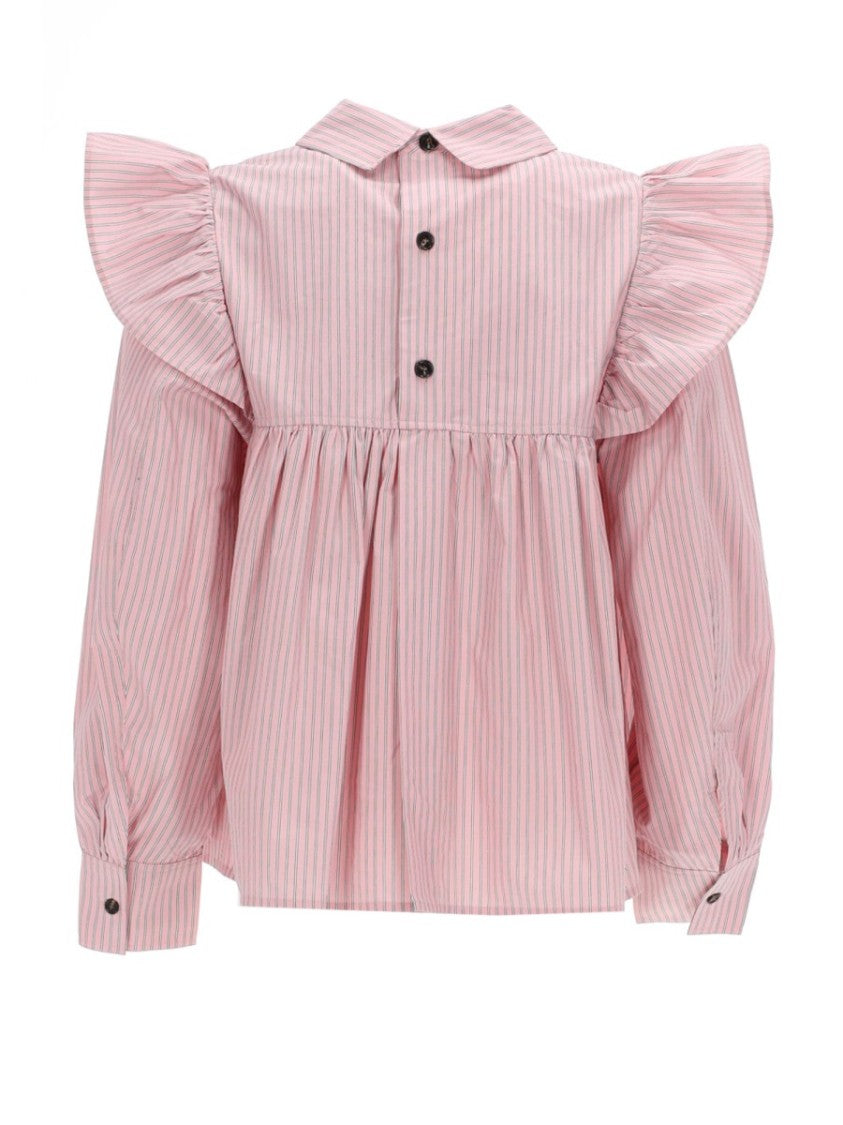Ganni Pink Puffy Straps Vertical Blouse