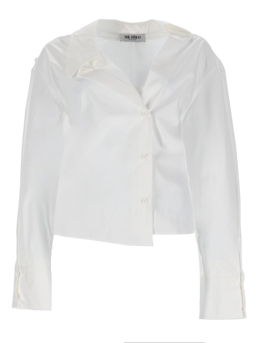 The Attico Uneven Hemline Off-Center Button Shirt
