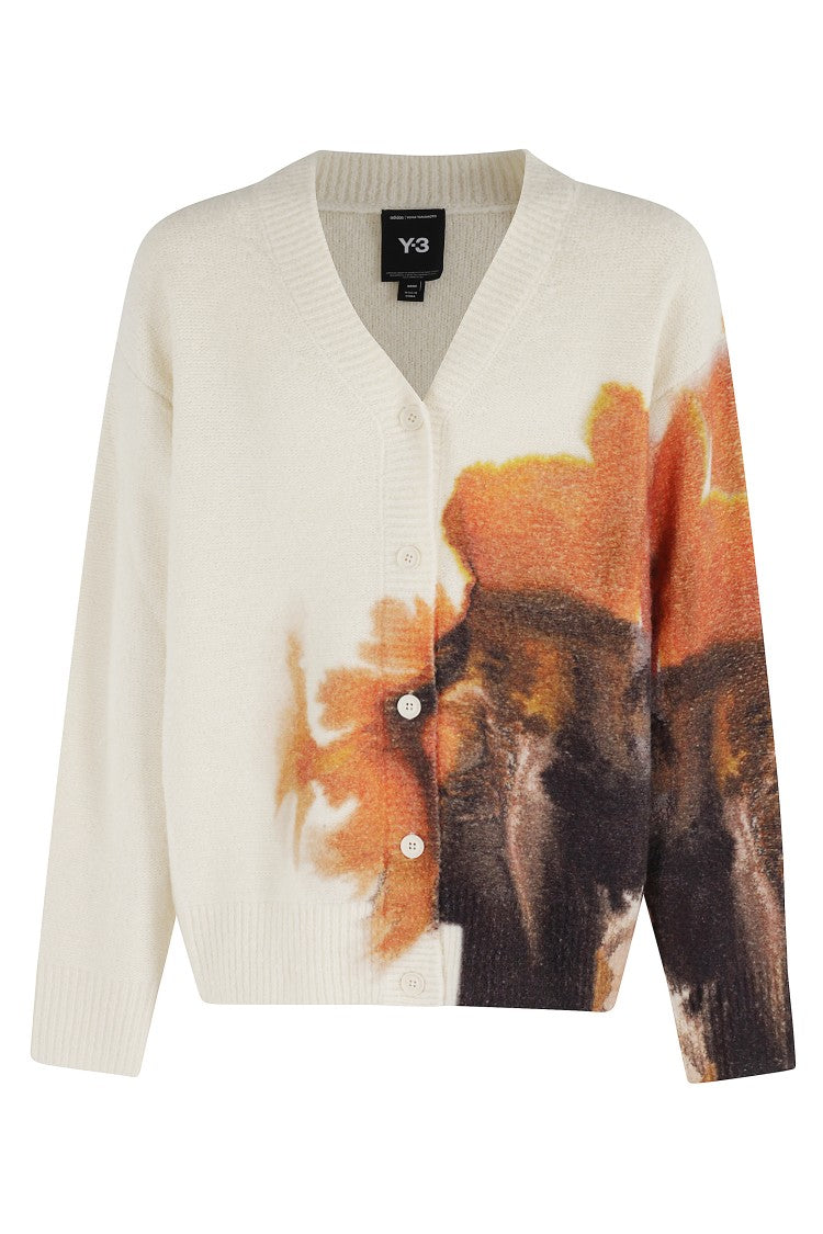 Y-3 Abstract Patterned Cardigan With V-Neck