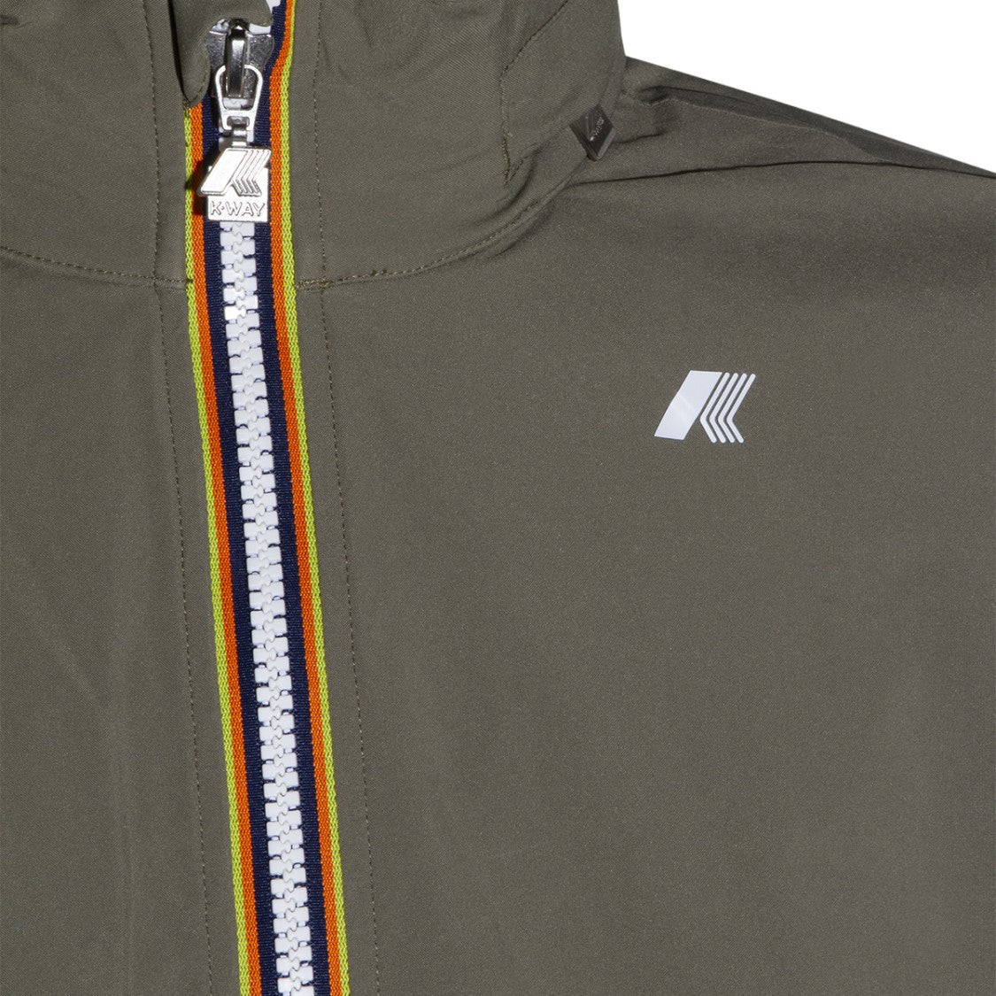 K-Way Olive Green Jacket With High Collar