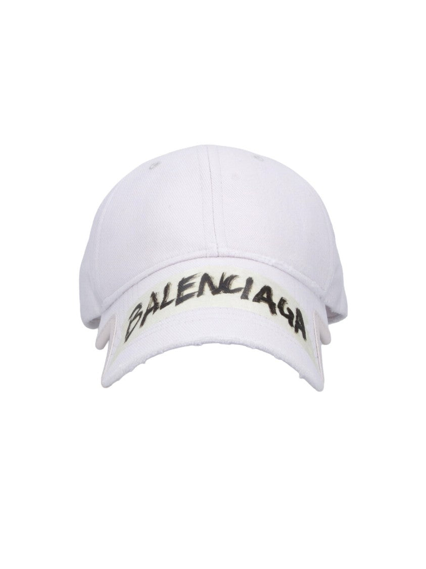 Balenciaga White Masking Tape Cut-Out Visor Hat