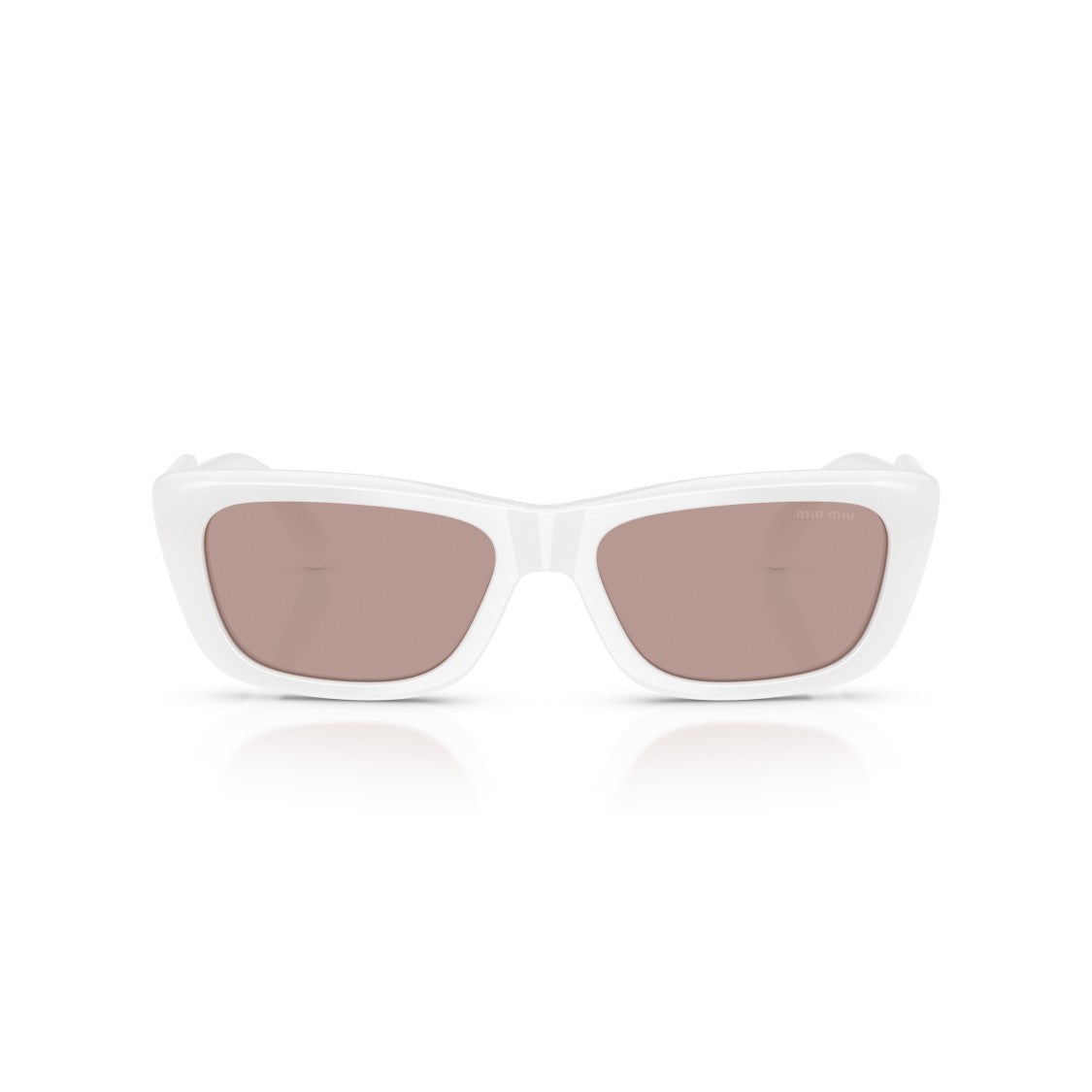 Miu Miu Bold Rectangular White Acetate Sunglasses With Gold Logo Detail