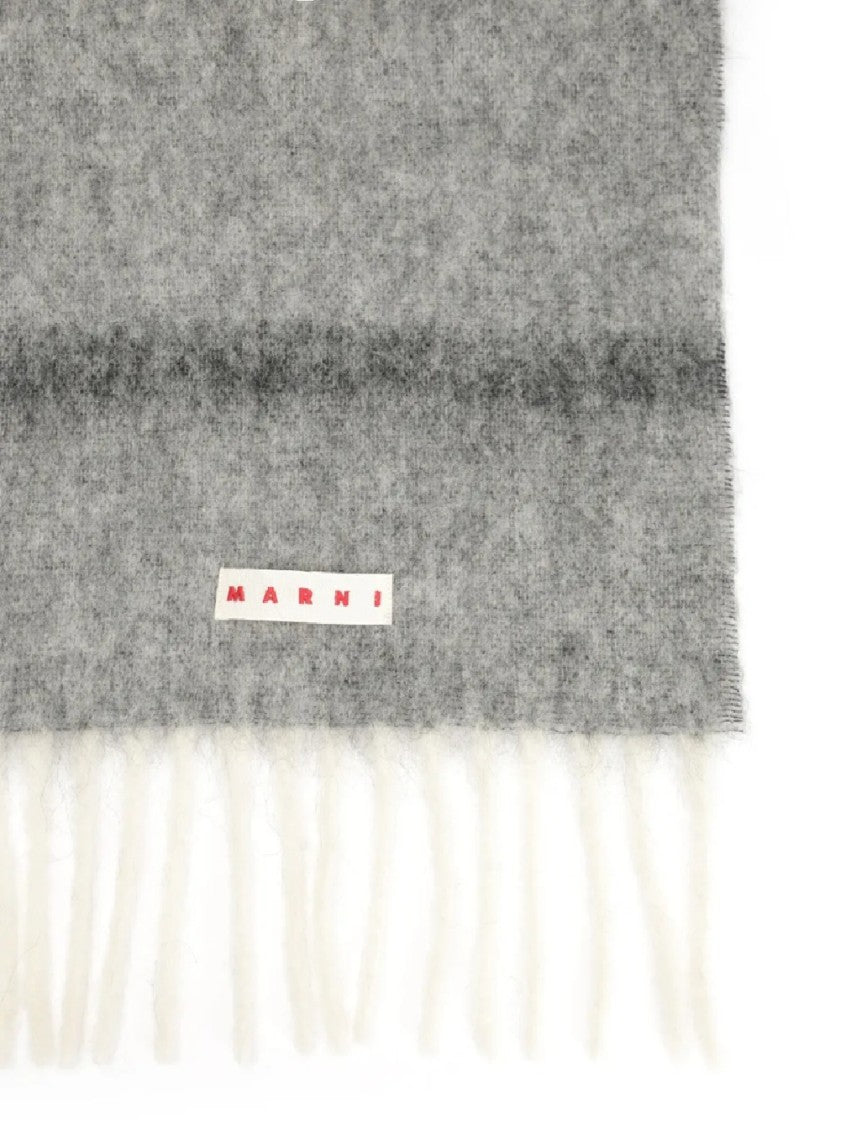 Marni Long Color-Block Scarf With Fringed Ends