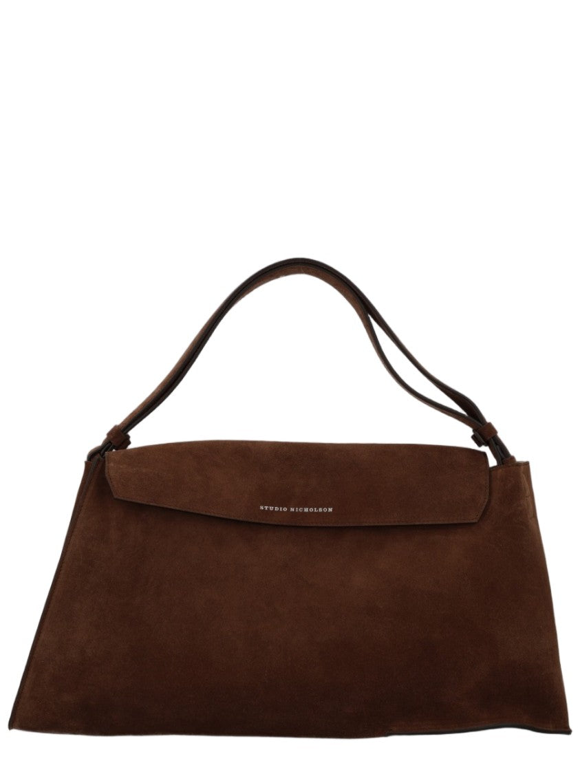 Studio Nicholson Brown Trapezoidal Calf Leather Shoulder Bag