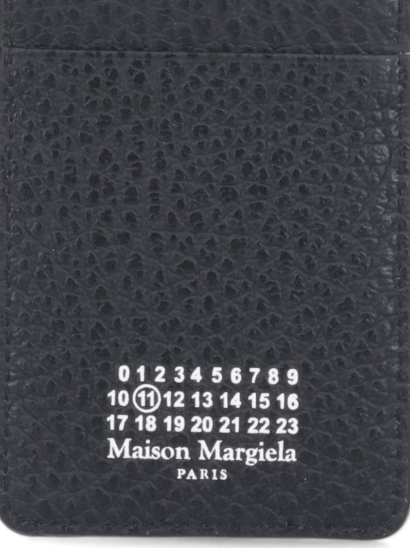 Maison Margiela Textured Black Wallet With Numerical Print
