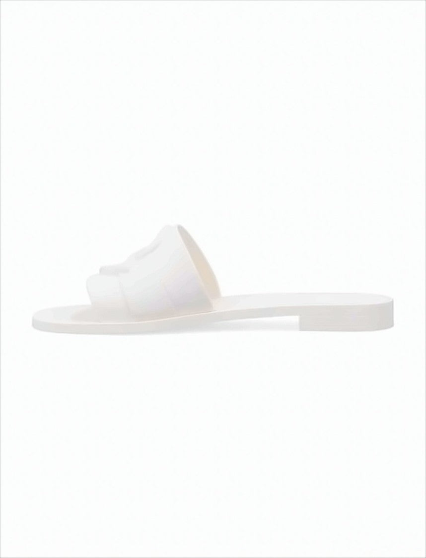 Moncler Minimalist White Rubber Slip-On Mules With Embossed Logo