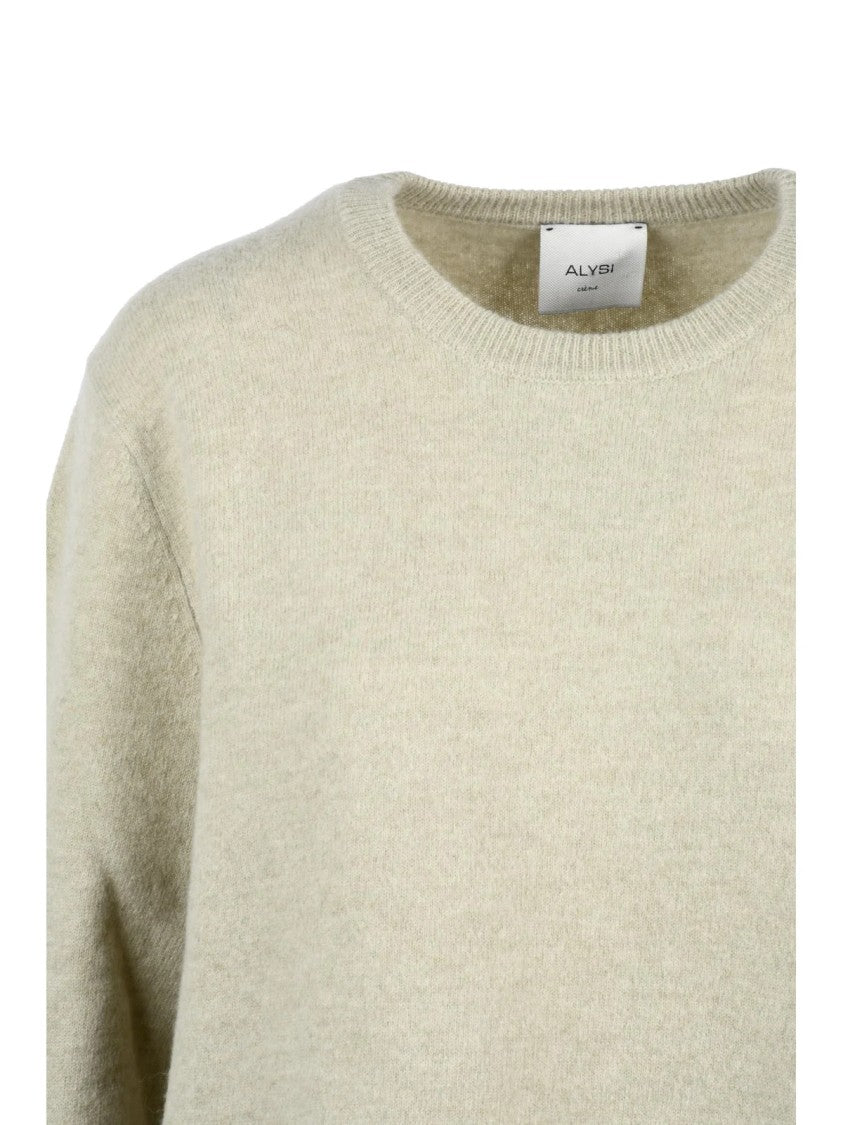Alysi Relaxed Fit Crew Neck Knit Sweater In Sage Green