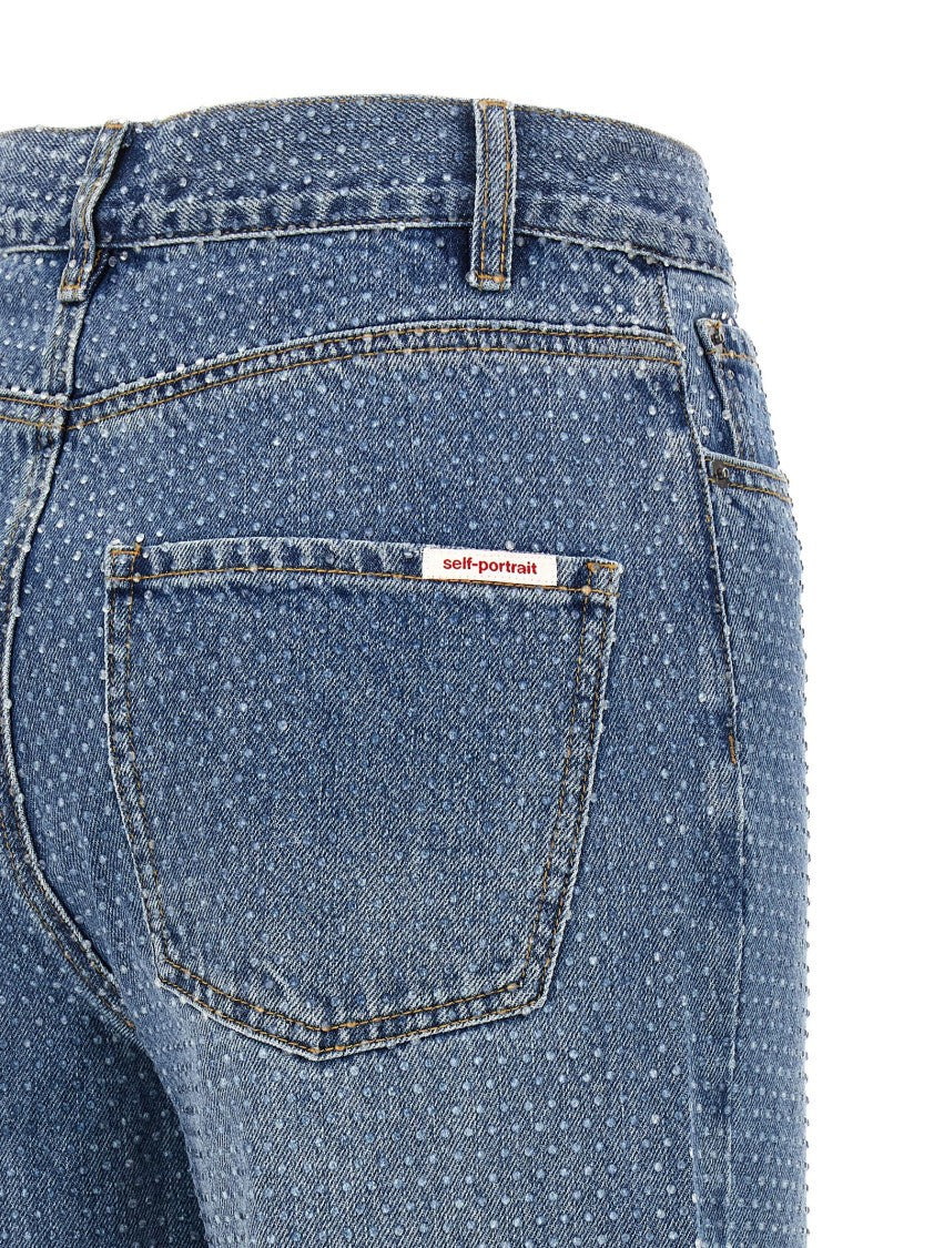 Self-Portrait 'Rhinestone Denim Straight Leg' Jeans