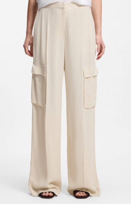 Boss Pleat-Front Straight Leg Trousers With Cargo Pockets