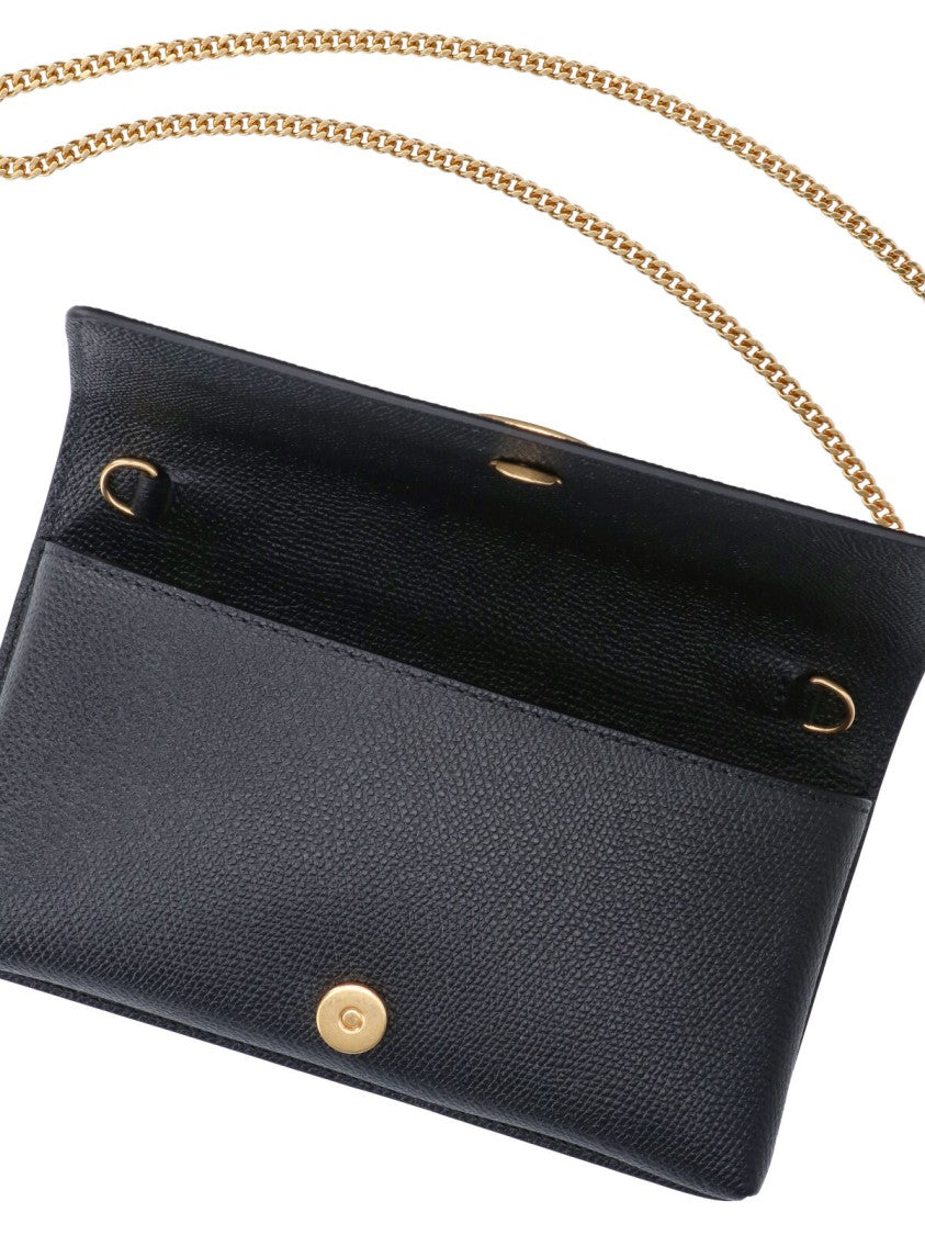 Valentino Garavani Black Leather Vlogo Signature Shoulder Bag