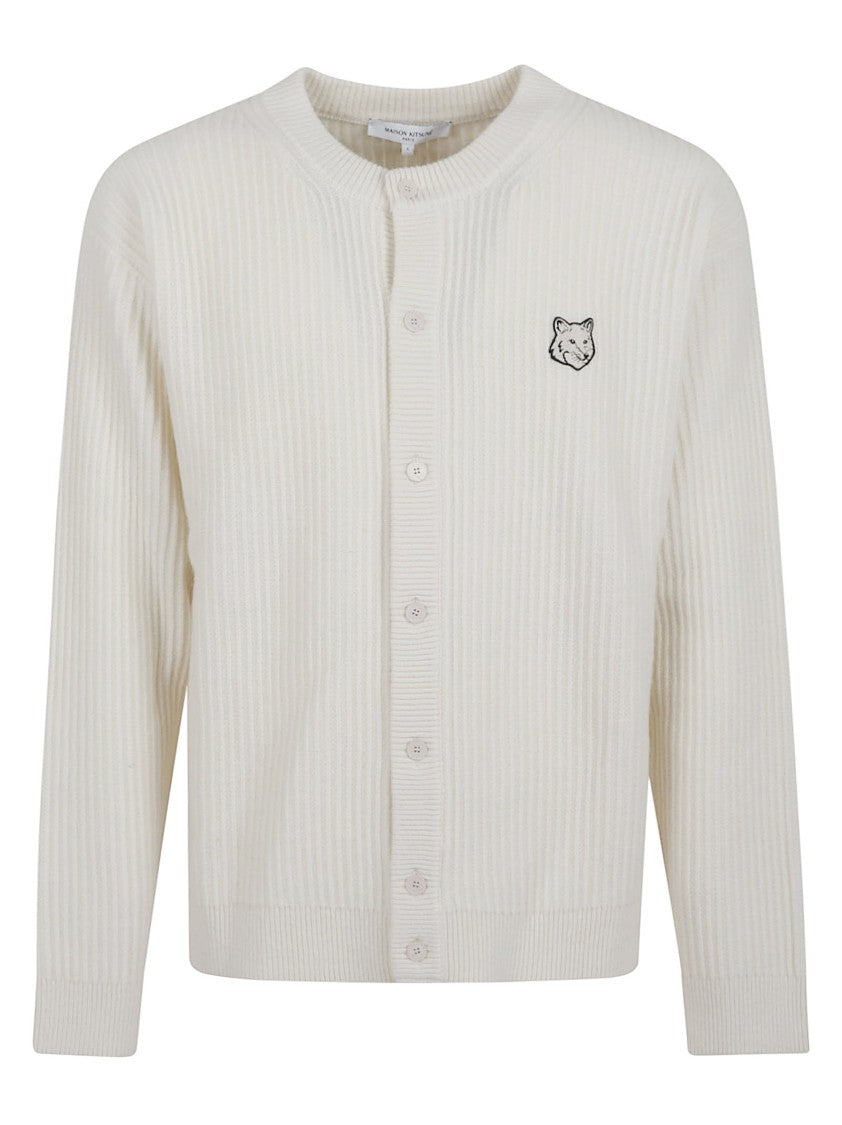 Maison Kitsuné Ribbed Knit Cardigan With Button-Down Front