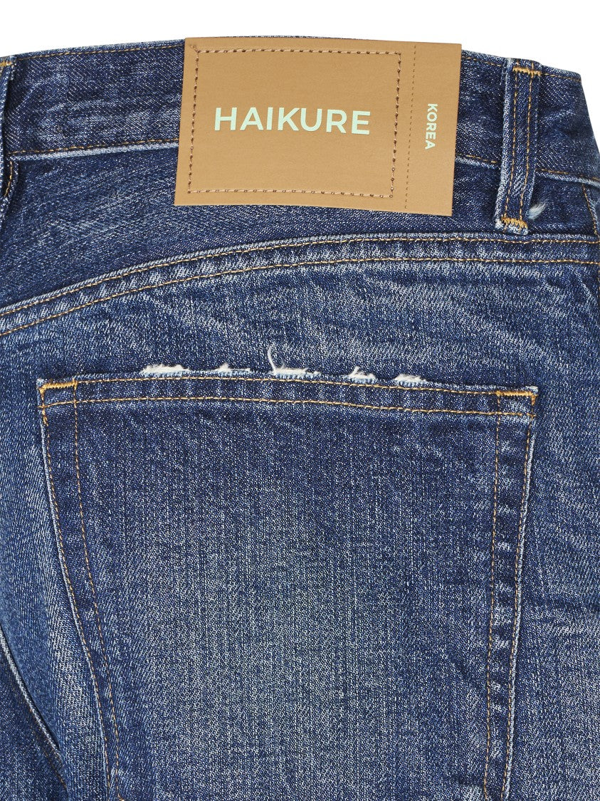 Haikure High-Waisted Wide-Leg Trousers In Medium Blue Organic Cotton Denim