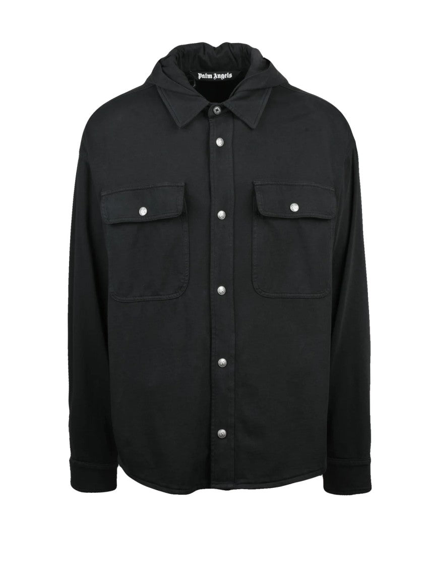 Palm Angels Black Cotton Hooded Sweatshirt