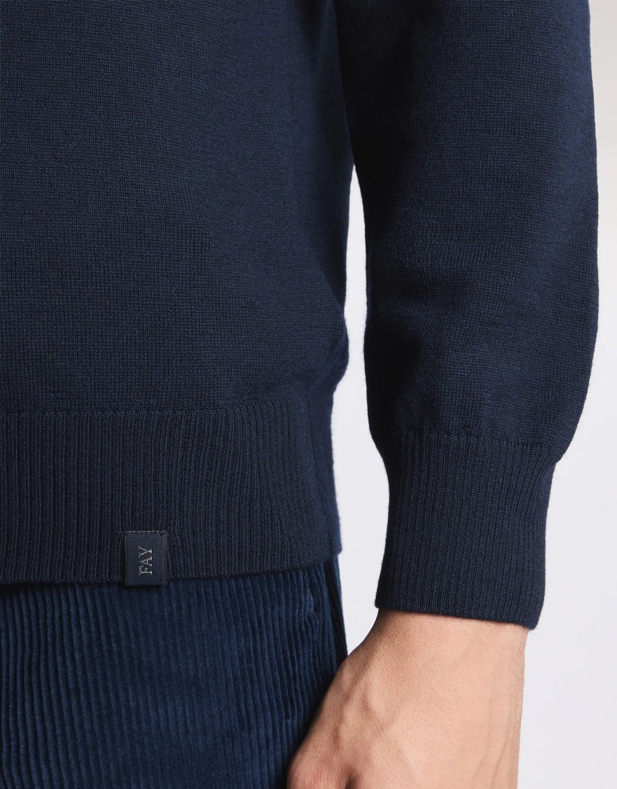 Fay Timeless Navy Blue Turtleneck Sweater