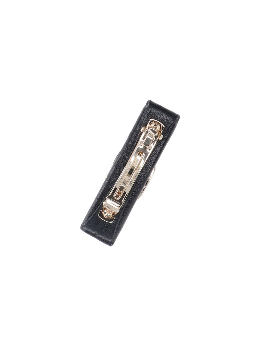 Ferragamo Black Vara Leather Hair Clip