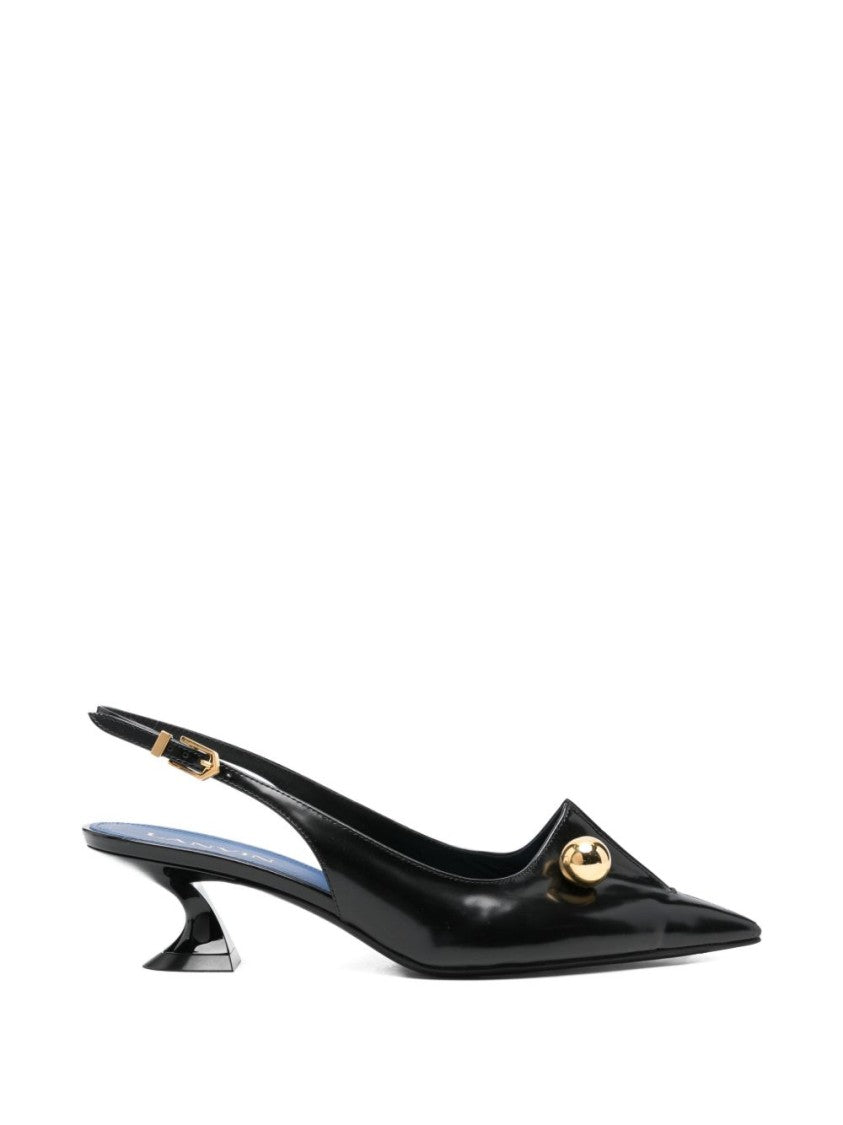 Lanvin Black Silk And Nylon Pointed Pumps
