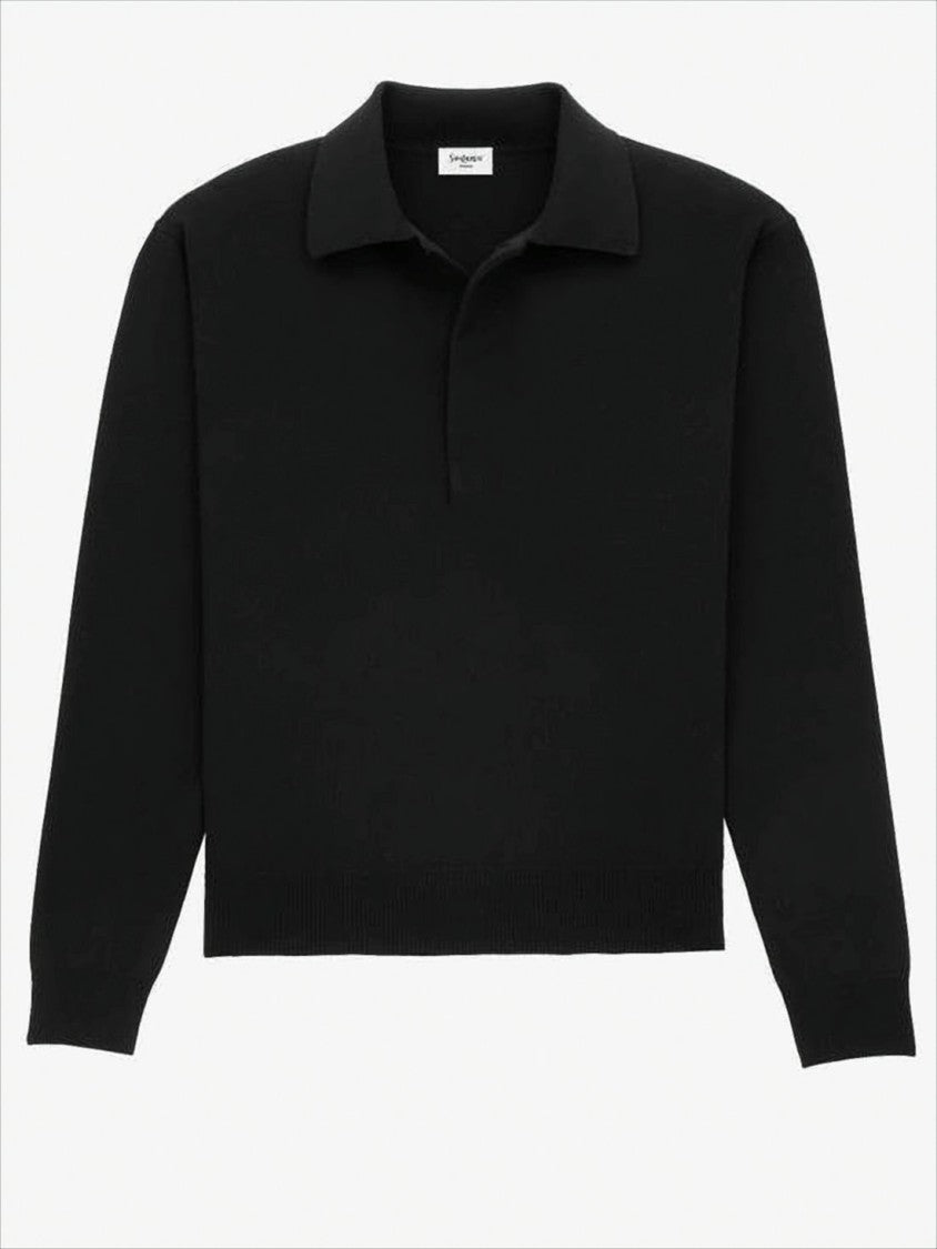 Saint Laurent Long-Sleeved Wool Polo Shirt With Classic Collar