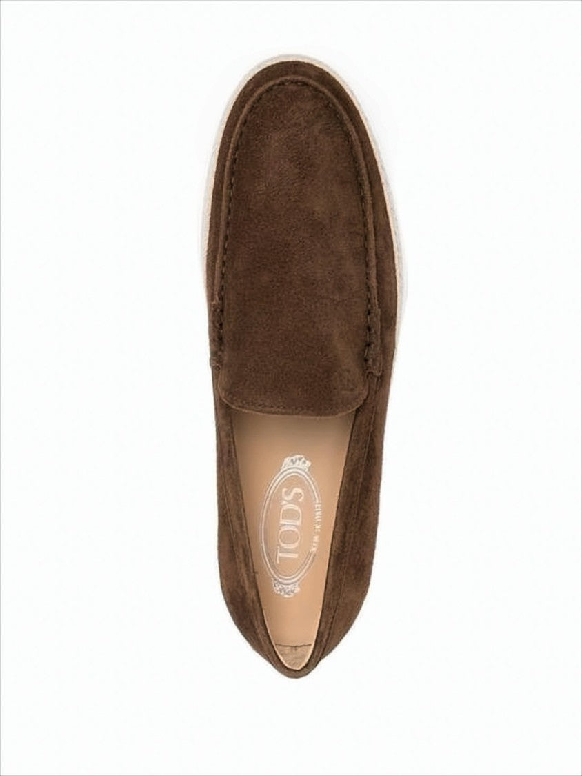 Tod's Moccasin-Style Brown Suede Loafers With Textured Grip