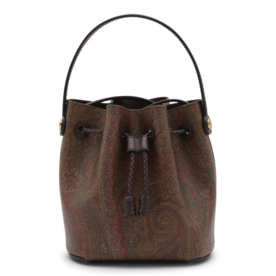 Etro Structured Bucket Satchel With Braided Drawstring And Paisley Pattern