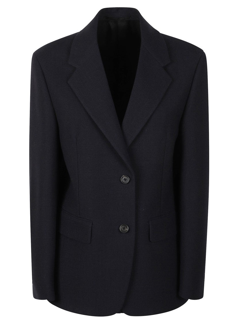 Prada Tailored Dark Blue Blazer With Sharp Lapels