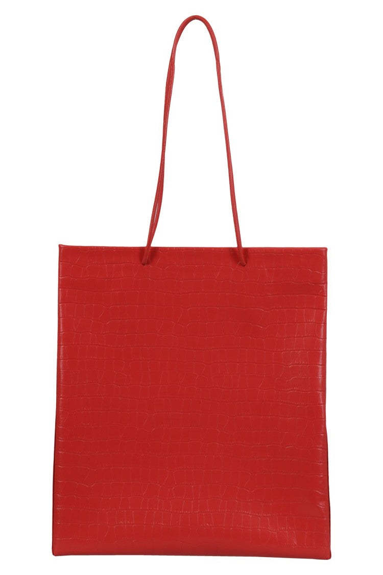 Medea Crocodile-Embossed Red Calf Leather Shopper Tote