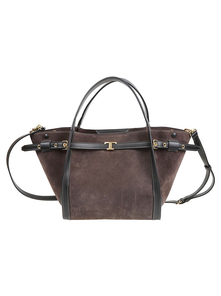Tod's Brown Small Tim Calf Leather Shopping Bag