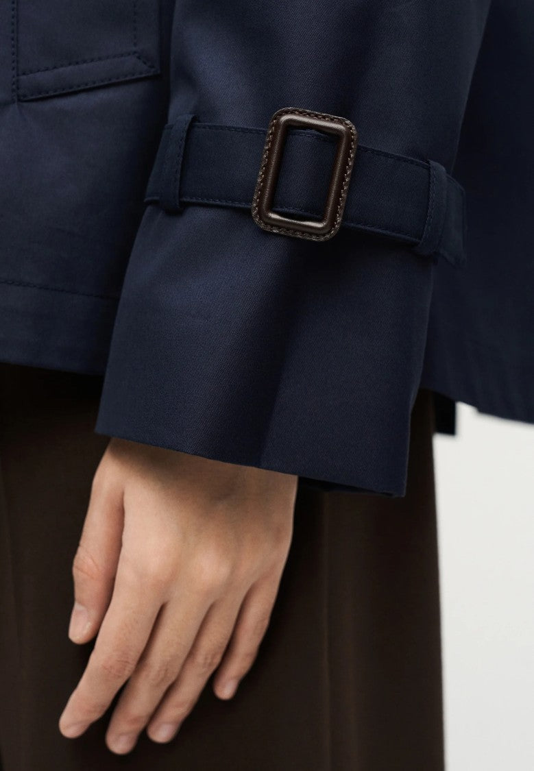 Max Mara Navy Blue Cotton Blend Rain Jacket