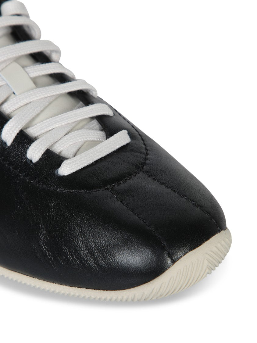 Adidas Refined Black Leather Sneakers With Signature Detail