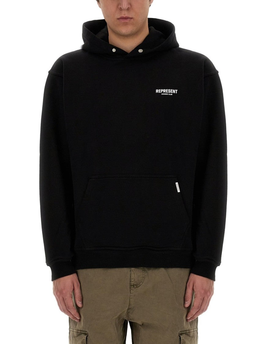 Represent Hooded Black Sweatshirt With Logo Accents