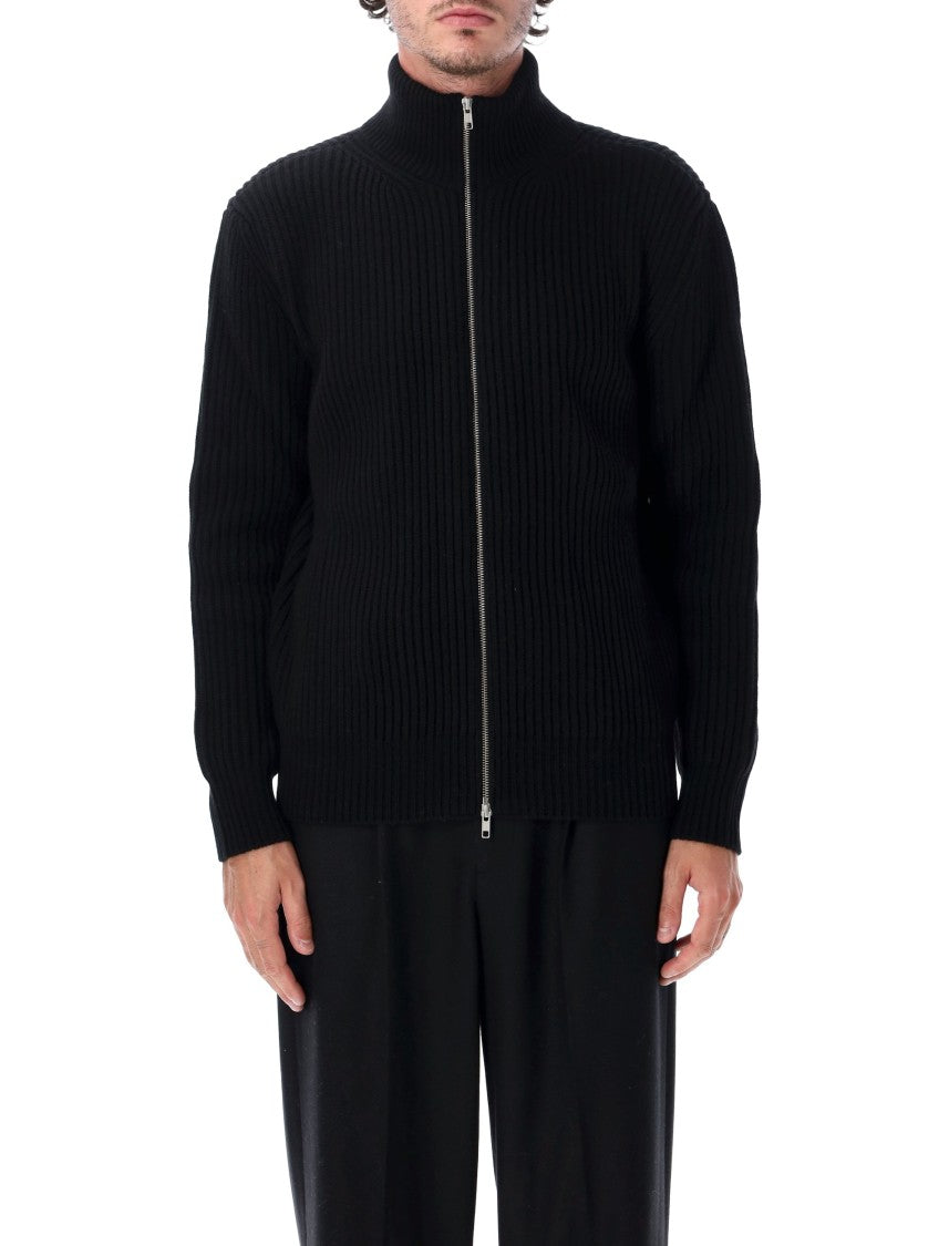 Mm6 By Maison Margiela Ribbed Knit High Collar Zip-Through Jacket
