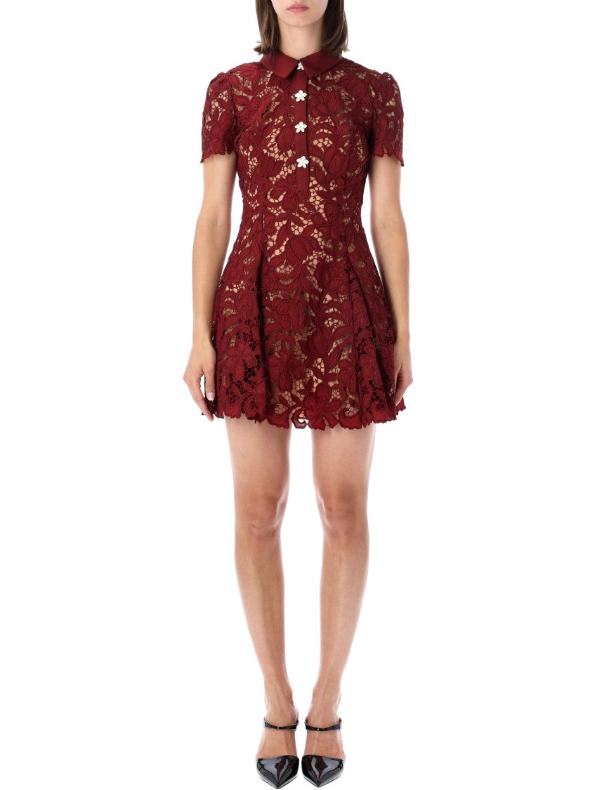 Self-Portrait Red Lace Mini Dress
