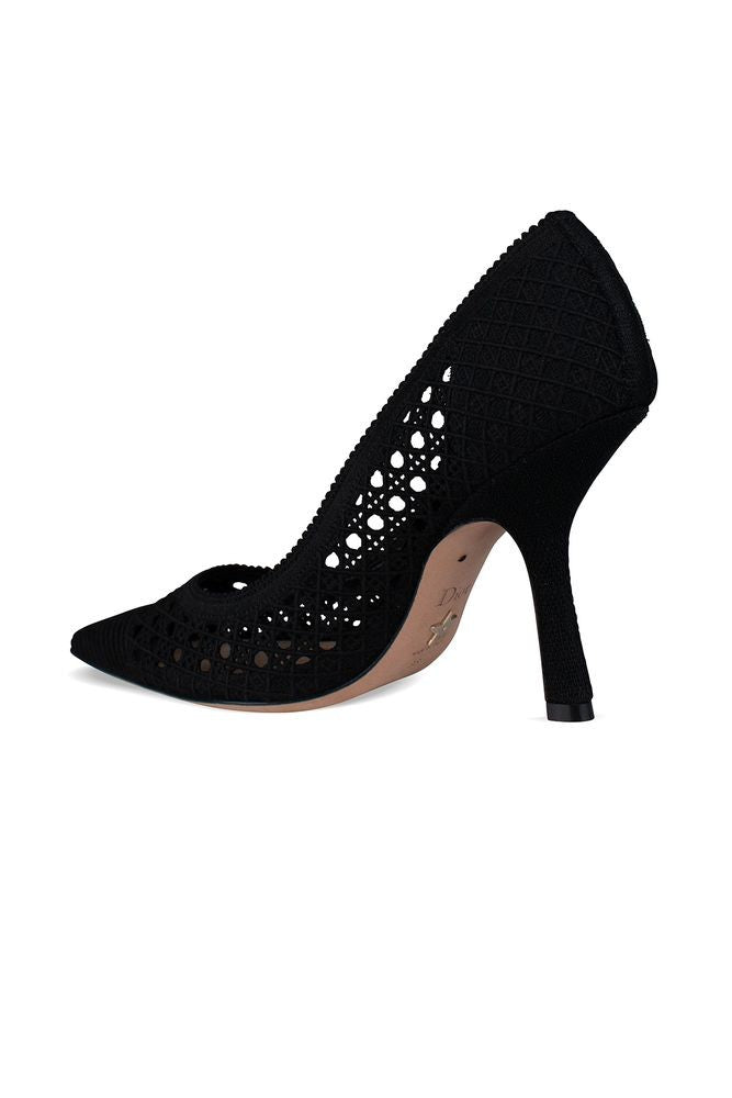 Dior Pointed-Toe Black Canvas Pumps With Leather Sole