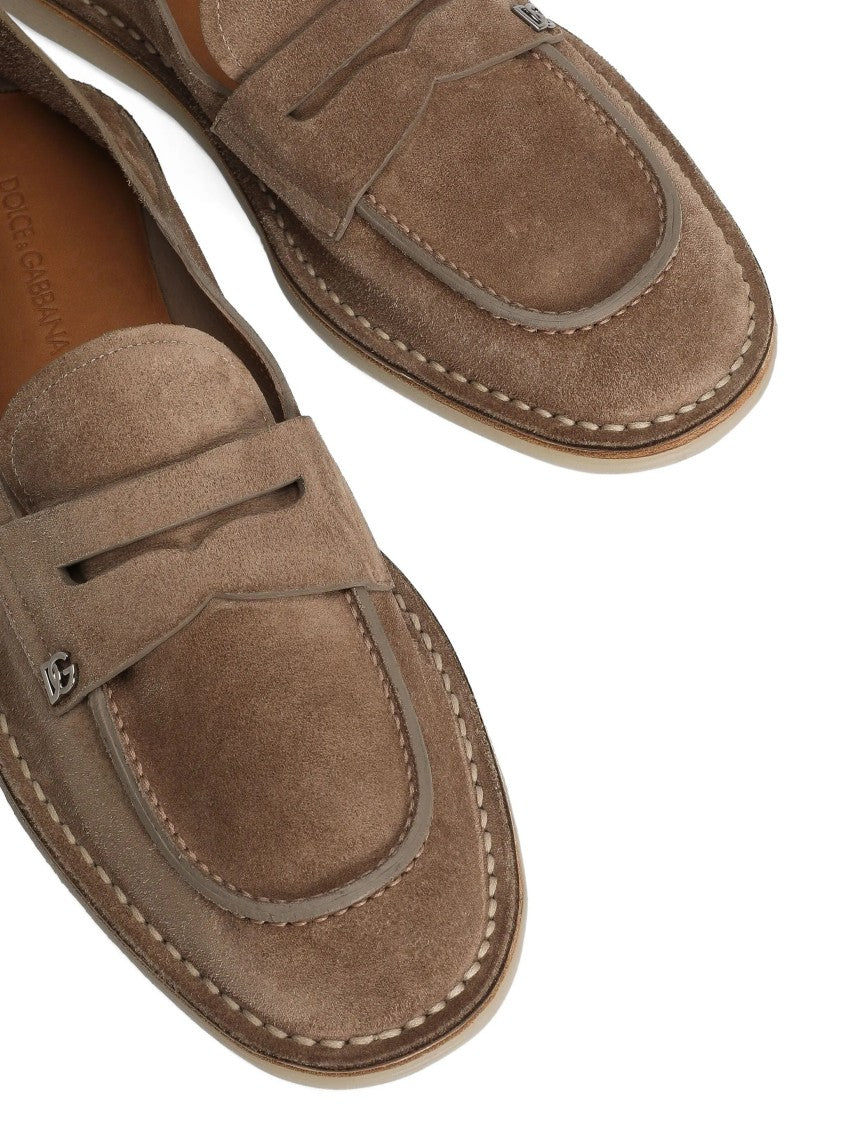 Dolce & Gabbana Brown Croba Suede Penny Strap Loafers