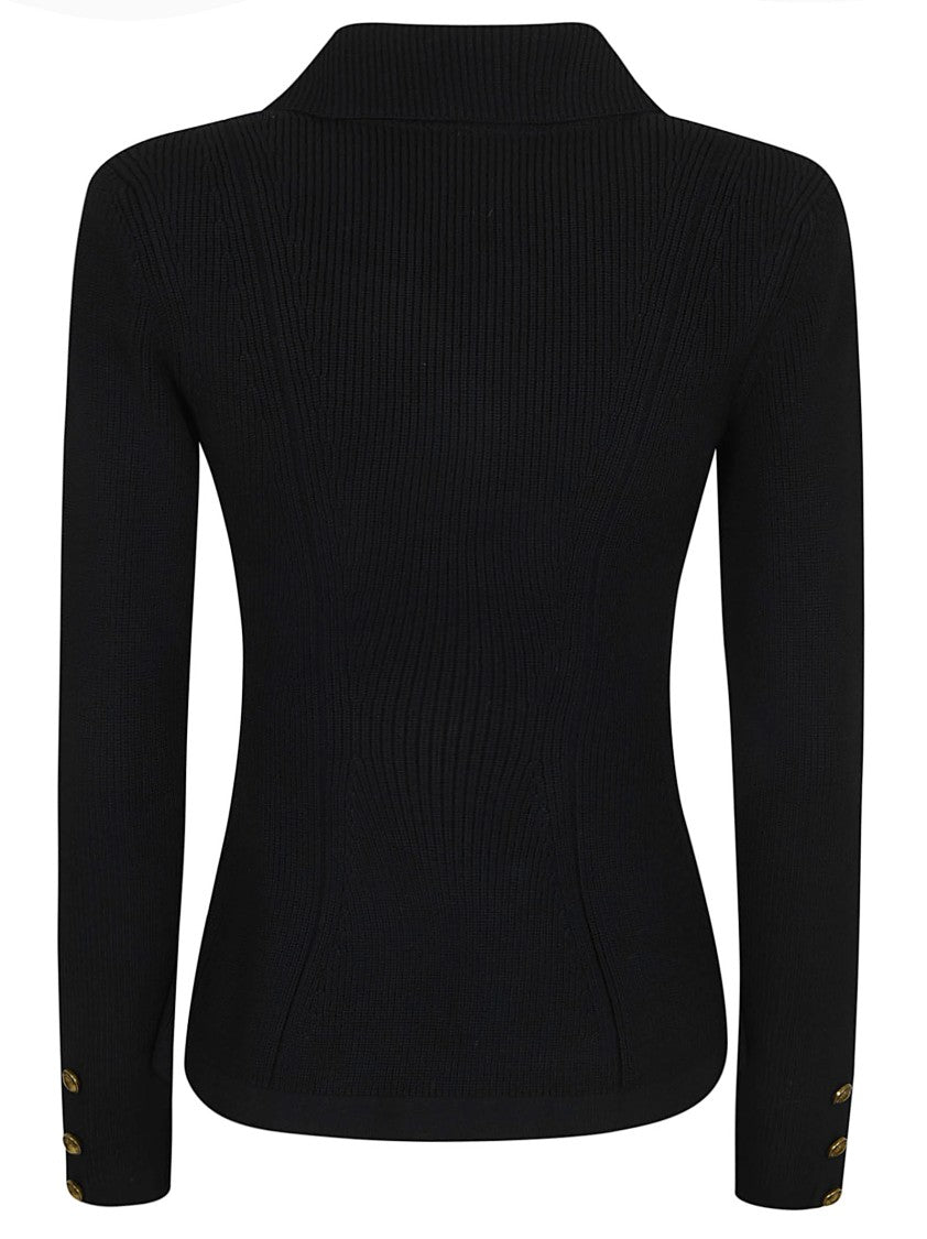 Elisabetta Franchi Corn-Stitch Knit Jacket With Double-Breasted Closure