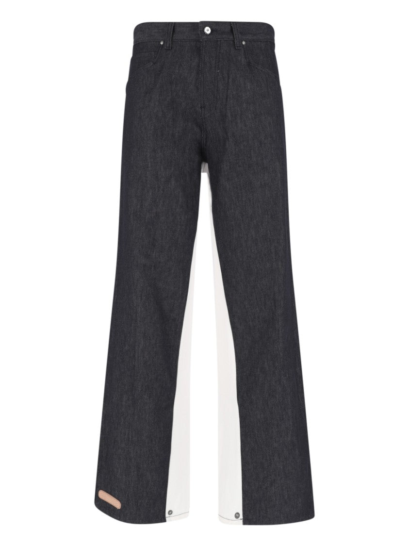 Pdf Black Color-Block Wide-Leg Denim Jeans