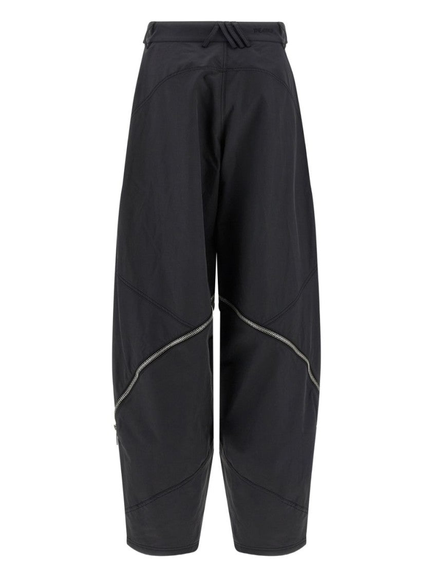 The Attico Cropped Grey Trousers With Diagonal Zipper Accents