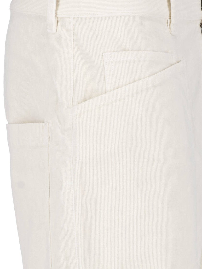 Nili Lotan Cream Shon Cotton Corduroy Rounded-Leg Pants