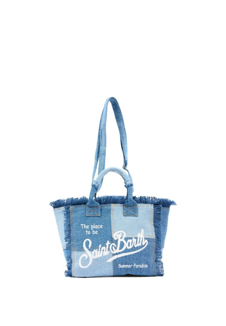 Mc2 Saint Barth Denim Blue Colette Cotton Handbag