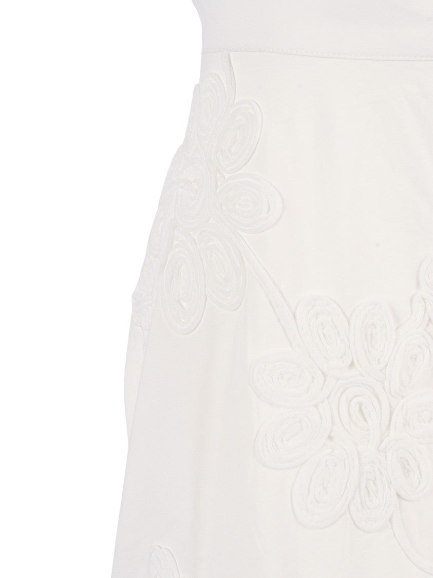 Rotate White Bright Flower Embroidered Maxi Skirt