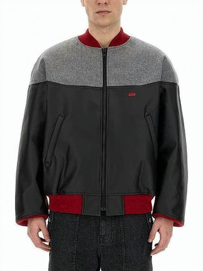 Aïe Color-Block Casual Jacket With Red Ribbed Accents