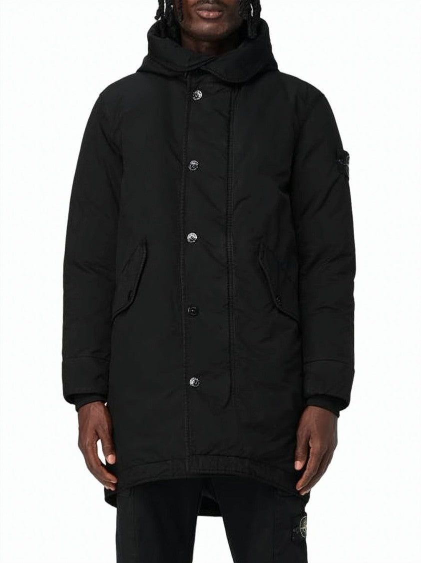 Stone Island Padded Coat With High Collar And Hood